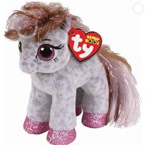 Ty Beanie Boo Cinnamon Gray Horse Pony Long Hair Stuffed Animal Plush Toy 6 Inch